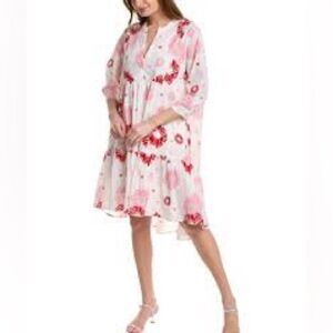 Ro's Garden Giselle Rose Pink Floral Floral Accents Dress SIZE XS NEW